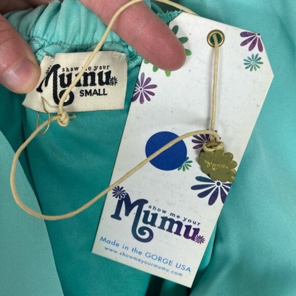 NWT Show Me Your Mumu Luna Halter Maxi Dress Teal Blue Size Small New Tags Boho - Picture 3 of 11